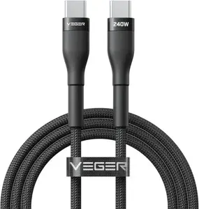 Veger Kabelis USB-C to USB-C PD 48V 5A 240W CC03 1.5m, Juoda
