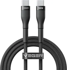 Veger Kabelis USB-C to USB-C PD 20V 5A 100W CC05 1.5m, Juoda