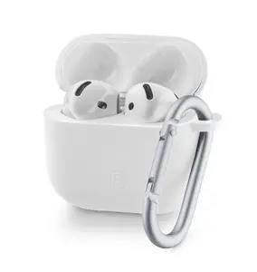 Cellularline Bounce Soft Touch Silicone Case with Hook for Apple AirPods 4 and AirPods 4 ANC White