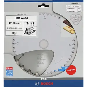 Bosch Powertools PRO Wood circular saw blade 160 mm (3 pieces, promo pack)