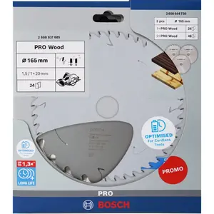 Bosch Powertools PRO Wood Cordless circular saw blade 165 mm (3 pieces, promo pack)