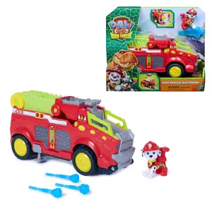 Spinmaster Marshall's Dino Rescue Fire Truck Toy Car with Marshall Action Figure and 3 Projectiles for Preschoolers