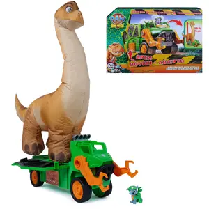 PAW Patrol Rocky Megasaurus Dino Transport Vehicle with 2.5 Ft Inflatable Dinosaur Toy and Action Figure by Spin Master