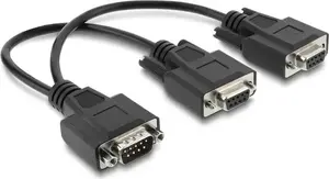 Delock Adapter Y-Kabel D-Sub9 1 x Stecker mit Muttern zu 2 x Buchse mit Schrauben 25 cm (67444)