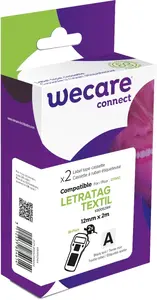 WECARE ARMOR tape 2pcs iron-on compatible with DYMO S0718850, Black/White, 12MM*2M
