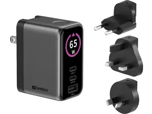 Сетевое зарядное устройство Sandberg Travel Charger PD65W Display с 2 портами USB Type-C
