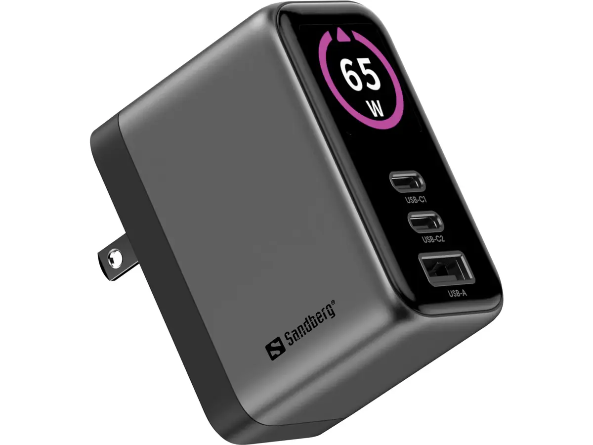 Сетевое зарядное устройство Sandberg Travel Charger PD65W Display Photo 2