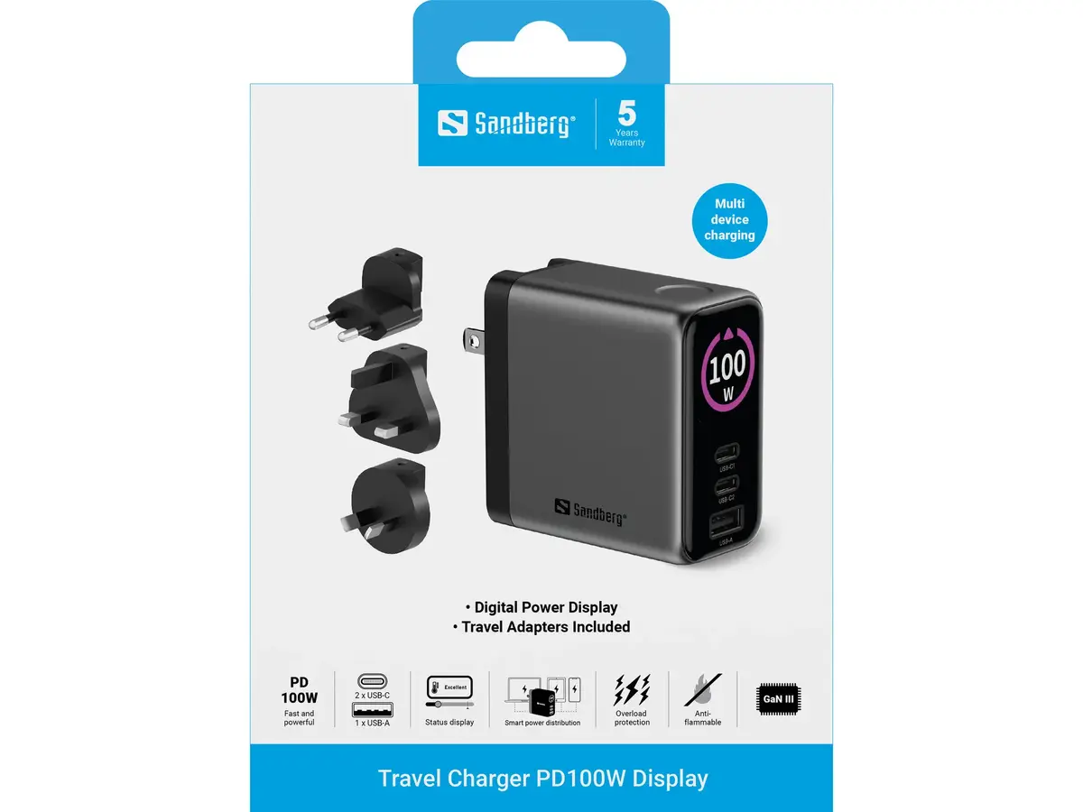Sandberg Travel Charger PD100W Display | Universal USB-C Charger Photo 5