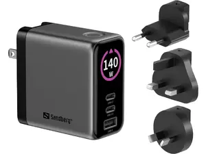 Sandberg Travel Charger PD140W Display with 2 USB-C Ports