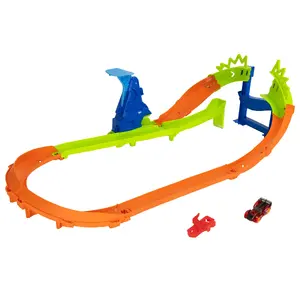 MATTEL Jump Circuit Speedway Stunt Tracks Vehicle and Track Set with 1:64 Scale Die-Cast Toy Car and 180-Degree Curve for Kids Aged 4 to 8
