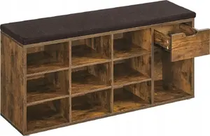 Vasagle Shoe Bench with Drawer and Open Compartments