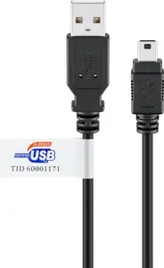 Goobay USB 2.0 Hi-Speed kabelis, USB-A uz Mini-USB B, 1.8 m, melns