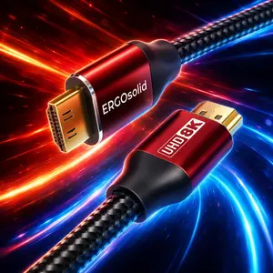 Ergosolid HDMI 2.1 kabelis 8K@60Hz 48Gbps 1m ar OFC vara dzīslām un pinumu