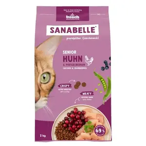 Sausā barība senioriem Bosch Sanabelle Senior ar vistu un dzērvenēm, 2 kg