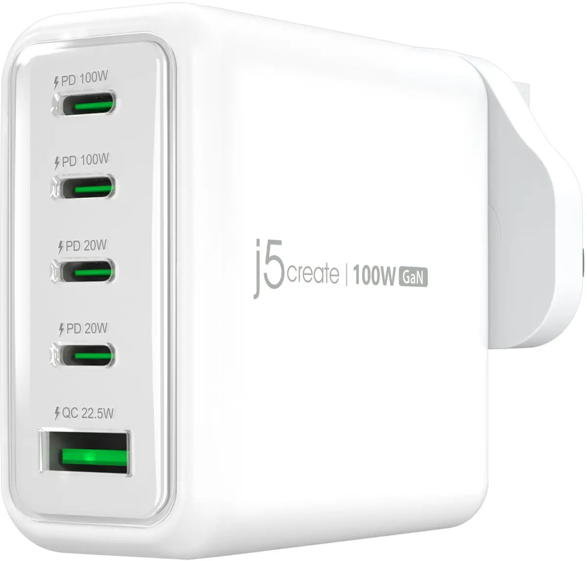 j5 create JUP53100 100W GaN USB-C 5-portu lādētājs Photo 10