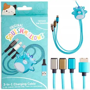 KAKU Squishmallows Tatiana 3-in-1 USB Charging Cable 1.2m