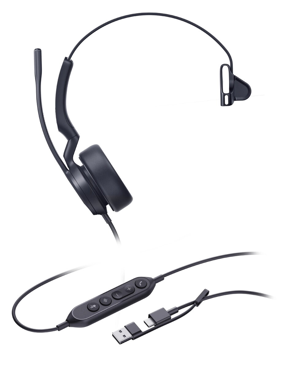 Yealink UH44 Mono USB-C/A Vadu monofoniskā