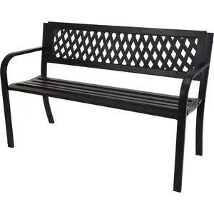 METAL GARDEN BENCH BLACK 119X50X75CM