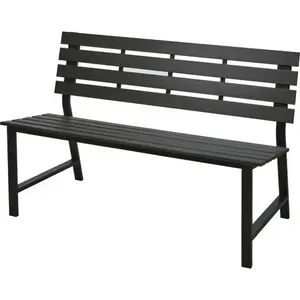 BLACK METAL GARDEN BENCH 115X55X85CM