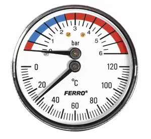 Термоманометр осевой FERRO TM63A 63 мм 1/2 дюйма