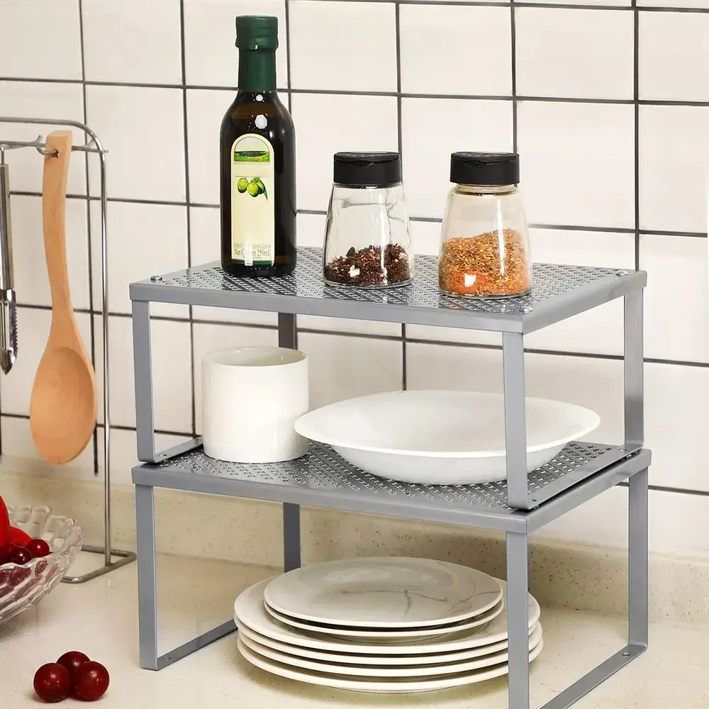 Songmics Cabinet Shelf Organizer - 2-Tier Metal Rack Photo 2