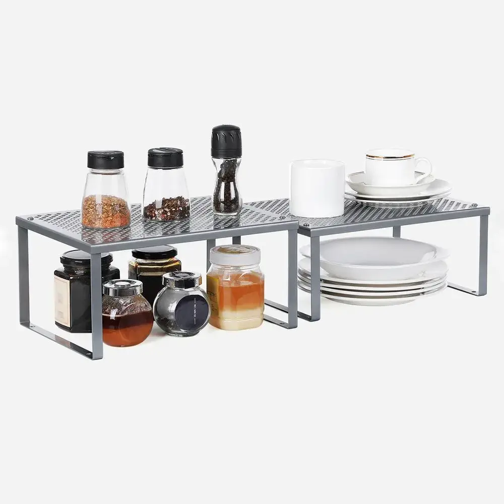 Songmics Cabinet Shelf Organizer - 2-Tier Metal Rack Photo 4