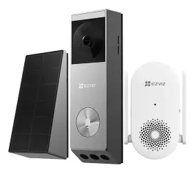 EZVIZ EP3x Pro + CH1 Smart Video Doorbell, 2K Resolution, IP65, Wi-Fi, 32GB Storage, Silver