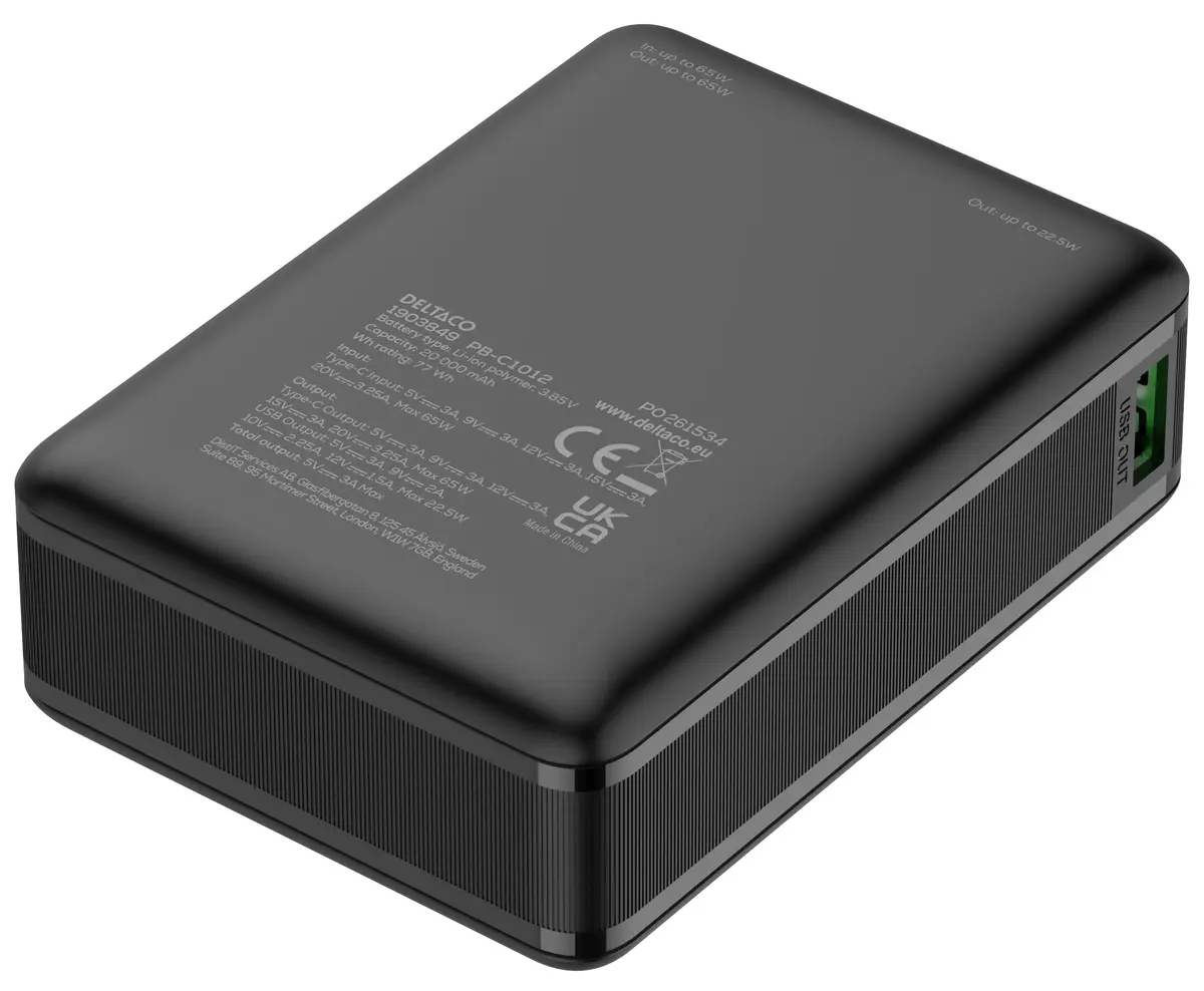 Deltaco PB-C1012 ārējais akumulators 20000 mAh Photo 3
