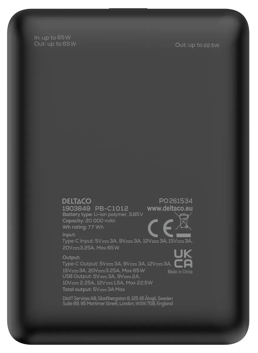 Deltaco PB-C1012 ārējais akumulators 20000 mAh Photo 4