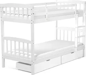 Beliani REVIN Bunk Bed with Drawers, 90 x 200 cm, White Wooden Frame