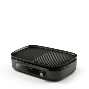 Philips HD6210/90 kontakta grils ar 2400 W jaudu, regulējamu termostatu un melnu taisnstūra korpusu
