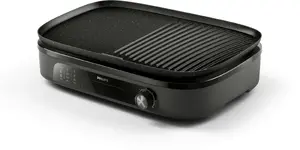 Контактный гриль Philips HD6210/90 черный прямоугольный алюминиевый решетка и гладкая поверхность 2400 Вт с регулируемым термостатом и ножками