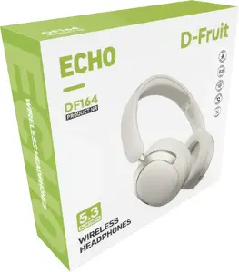 Беспроводные полноразмерные наушники D-Fruit Echo DF164 с Bluetooth 5.3, микрофоном и аккумулятором на 20 часов, белые
