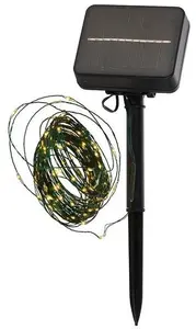 Konstsmide Sirius Home Knirke Solar LED gaismas virtene, 11.9 m, zaļa