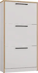 Selsey Paula Shoe Cabinet with 3 Doors, White and Artisan Oak Finish
