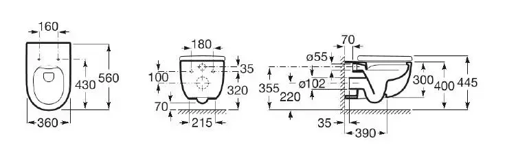 Подвесной унитаз Roca Airos Vortex A34HC10000 Photo 3