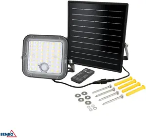 Bemko SOLPAR Solar LED Floodlight 10W 1500lm CCT Adjustable with PIR Motion Sensor IP65 Black