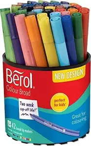 Newell Berol Colourbroad Fiber Tip Markers, 42 Assorted Colors