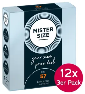 Mister Size 57mm 12x pack of 3