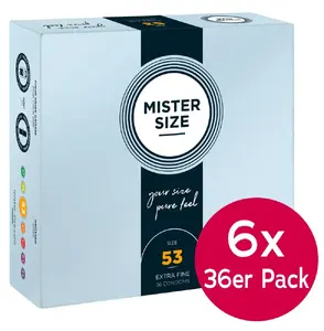 Mister Size 53mm Condoms, 36 Pack, Natural Rubber Latex, Lubricated