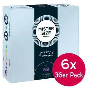 Mister Size 69mm Condoms, 6x36 Pack, Natural Rubber Latex