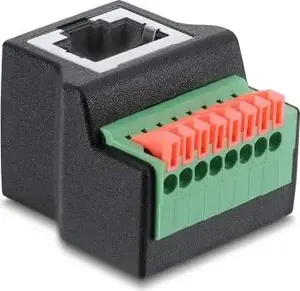 Delock RJ45 Buchse zu Terminalblock mit Drucktaster Adapter 90° gewinkelt (91243)