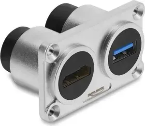 Delock Dual Einbaubuchse USB 5 Gbps Typ-A Buchse + HDMI Buchse 4K silber (91168)