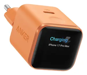 Anker Nano A121DGO1 AC Fast Charger 45W GaN Indoor Universal with 1 USB Type-C Port ActiveShield 5.0 Touch Sensor Smart Display Orange
