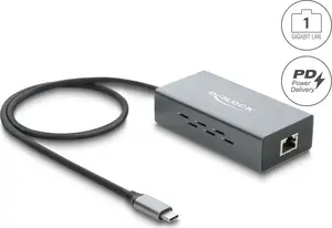 Delock USB Type-C Netzwerk Adapter Gigabit LAN 1 x RJ45 PoE mit USB Power Delivery (81633)