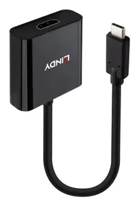Lindy 43438 video kabeļu aksesuārs 0,15 m USB Veids-C HDMI Melns