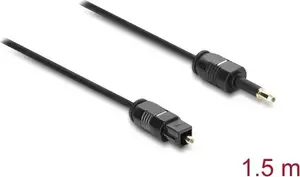 Delock TOSLINK Kabel mini TOSLINK 3,5 mm Stecker auf TOSLINK Stecker, Ø 2,2 mm, 1,5 m, schwarz (88065)