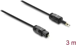 Delock TOSLINK Kabel mini TOSLINK 3,5 mm Stecker auf TOSLINK Stecker, Ø 2,2 mm, 3 m, schwarz (90921)