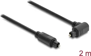 Delock TOSLINK Kabel Stecker 90° gewinkelt auf Stecker gerade, Ø 4 mm, 2 m, schwarz (90930)