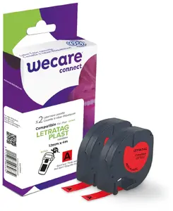 WECARE ARMOR tape 2pcs compatible with DYMO S0721630,Black/Red,12MM*4M